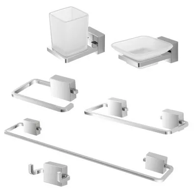 Set accessori a muro 6 pezzi in acciaio cromato e viti incluse  Velvet 