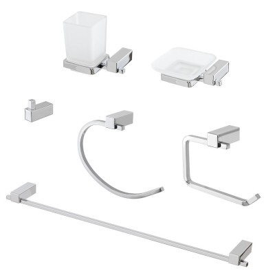 Set accessori a muro 6 pezzi in acciaio cromato e viti incluse  Unica 