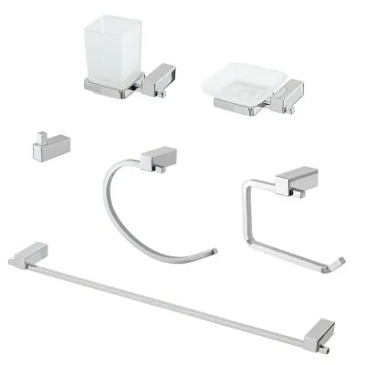Set accessori a muro 6 pezzi in acciaio cromato e viti incluse  Unica 