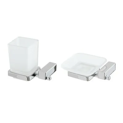 Set accessori a muro portaspazzolini e portasapone in acciaio  Unica