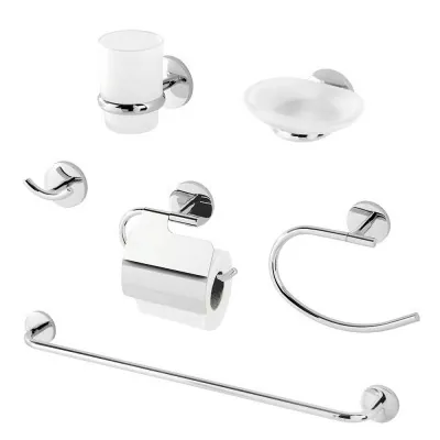 Set accessori a muro 6 pezzi in acciaio cromato e viti incluse  Bora 
