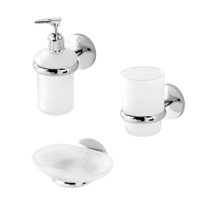 Set accessori a muro 3 pezzi in acciaio cromato e viti incluse  Bora 