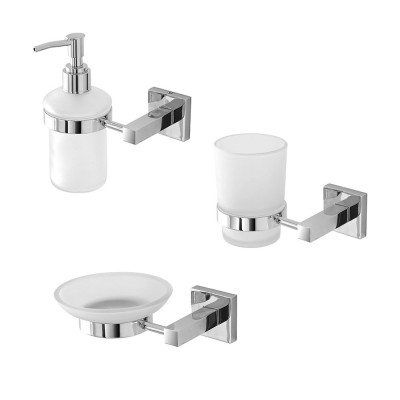 Set accessori a muro 3 pezzi in metallo cromato e viti incluse  Rock 
