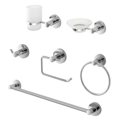 Set accessori a muro 6 pezzi in metallo cromato e ABS viti incluse  Sprint 