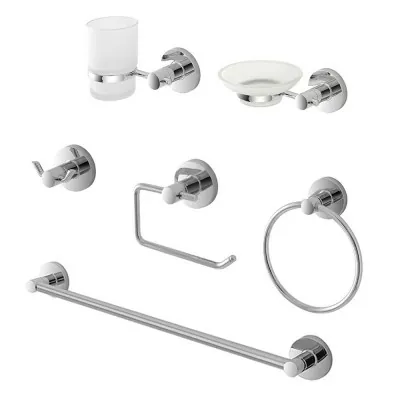 Set accessori a muro 6 pezzi in metallo cromato e ABS viti incluse  Sprint 