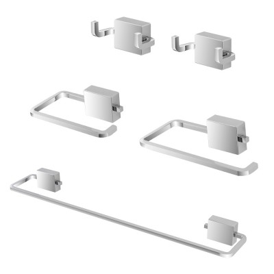 Set accessori a muro 5 pezzi in acciaio cromato e viti incluse  Velvet 