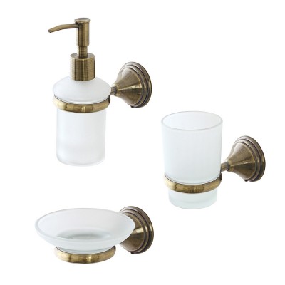 Set accessori a muro 3 pezzi in acciaio con finitura bronzo e viti incluse  Iris 