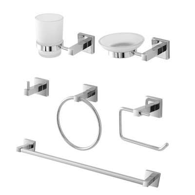 Set accessori a muro 6 pezzi in metallo cromato e viti incluse  Rock 