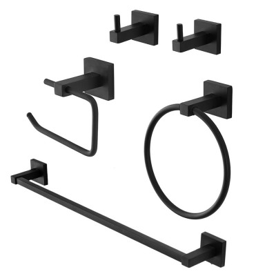 Set accessori a muro 5 pezzi in acciaio nero opaco e viti incluse  Levante 