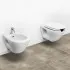 Coppia sanitari sospesi per disabili con apertura frontale e copriwc