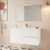 Mobile bagno sospeso 100 bianco lucido con lavabo e specchio LED  Eva