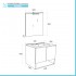 Mobile bagno sospeso 60 rovere bianco con lavabo e specchio LED  Oslo