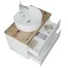Mobile bagno sospeso 60 bianco top rovere naturale con specchio LED  Town