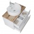 Mobile bagno sospeso 60 bianco top rovere naturale con specchio LED  Town