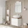 Mobile bagno sospeso 60 bianco top rovere naturale con specchio LED  Town