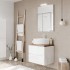 Mobile bagno sospeso 60 bianco top rovere naturale con specchio LED  Town
