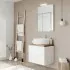 Mobile bagno sospeso 60 bianco top rovere naturale con specchio LED  Town