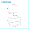 Mobile bagno sospeso 80 rovere fumo top cenere con specchio LED  Town