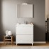 Mobile bagno a terra 60 rovere bianco con lavabo e specchio LED  Lisbona