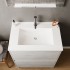 Mobile bagno a terra 60 rovere grigio con lavabo e specchio LED  Lisbona