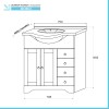 Mobile bagno a terra 75 noce con lavabo specchio e lampada  Romantica