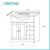 Mobile bagno a terra 75 noce con lavabo specchio e lampada  Romantica