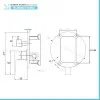 Set doccia nero opaco completo di soffione tondo 20 cm, kit doccetta e miscelatore