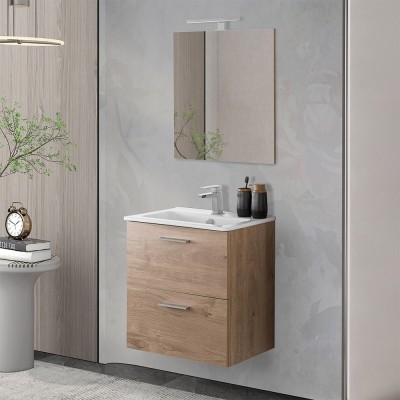 Mobile bagno sospeso 60 rovere africa con lavabo e specchio  Miami
