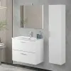 Pensile bagno sospeso H 145 bianco lucido con ripiani regolabili  Miami 
