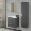 Pensile bagno sospeso H 145 antracite lucido con ripiani regolabili  Miami 