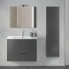 Pensile bagno sospeso H 145 antracite lucido con ripiani regolabili  Miami 