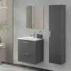 Mobile bagno sospeso 60 antracite con pensile 145 lavabo e specchio  Miami