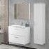 Mobile bagno sospeso 80 bianco lucido con pensile 145 lavabo e specchio  Miami
