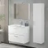 Mobile bagno sospeso 80 bianco lucido con pensile 145 lavabo e specchio  Miami