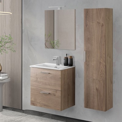 Mobile bagno sospeso 60 rovere africa con pensile 145 lavabo e specchio  Miami