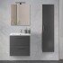 Mobile bagno sospeso 60 antracite lucido con lavabo e specchio  Miami