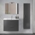Mobile bagno sospeso 80  antracite lucido con lavabo e specchio  Miami