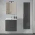Mobile bagno sospeso 60 antracite con pensile 145 lavabo e specchio  Miami