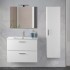 Mobile bagno sospeso 80 bianco lucido con pensile 145 lavabo e specchio  Miami