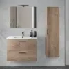 Mobile bagno sospeso 80 rovere africa con pensile 145 lavabo e specchio  Miami