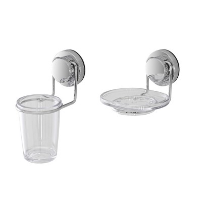 Set accessori a muro portaspazzolini e portasapone in acciaio  Dinamik