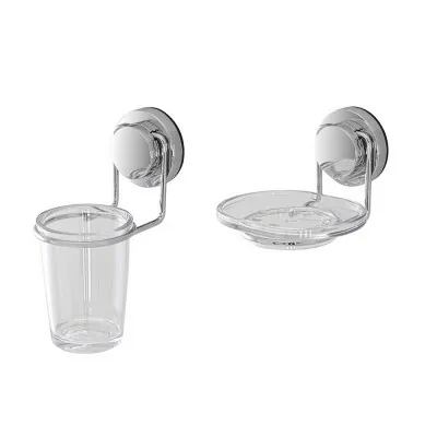 Set accessori a muro portaspazzolini e portasapone in acciaio  Dinamik