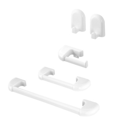 Set accessori a muro 5 pezzi in ABS bianco con doppio fissaggio  Gioia 