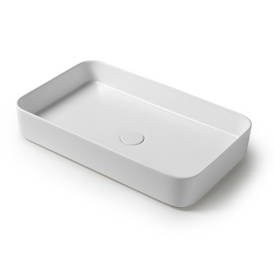 Lavabo da appoggio rettangolare 65 in ceramica bianco lucido  Epsilon 