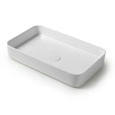 Lavabo da appoggio rettangolare 65 in ceramica bianco opaco  Epsilon 