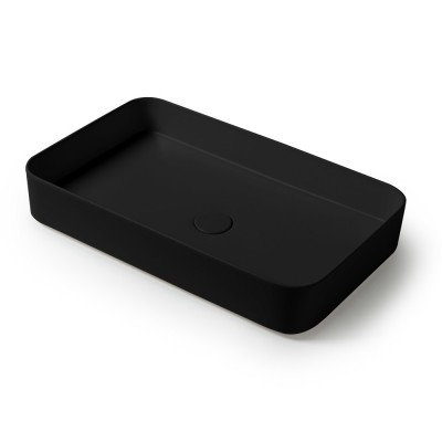 Lavabo da appoggio rettangolare 65 in ceramica nero opaco  Epsilon 