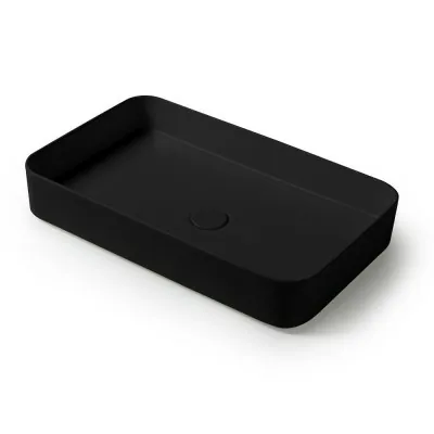 Lavabo da appoggio rettangolare 65 in ceramica nero opaco  Epsilon 