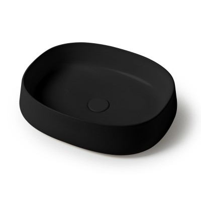 Lavabo da appoggio 50 cm ovale in ceramica nero opaco  Milos