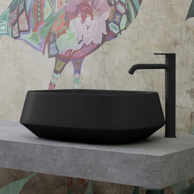 Lavabo da appoggio in ceramica nero opaco rettangolare 50 cm  Aris