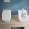Wc filomuro senza brida in ceramica scarico universale  Square 